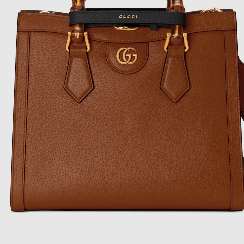 Gucci Brown Leather Tote with Gold GG Hardware